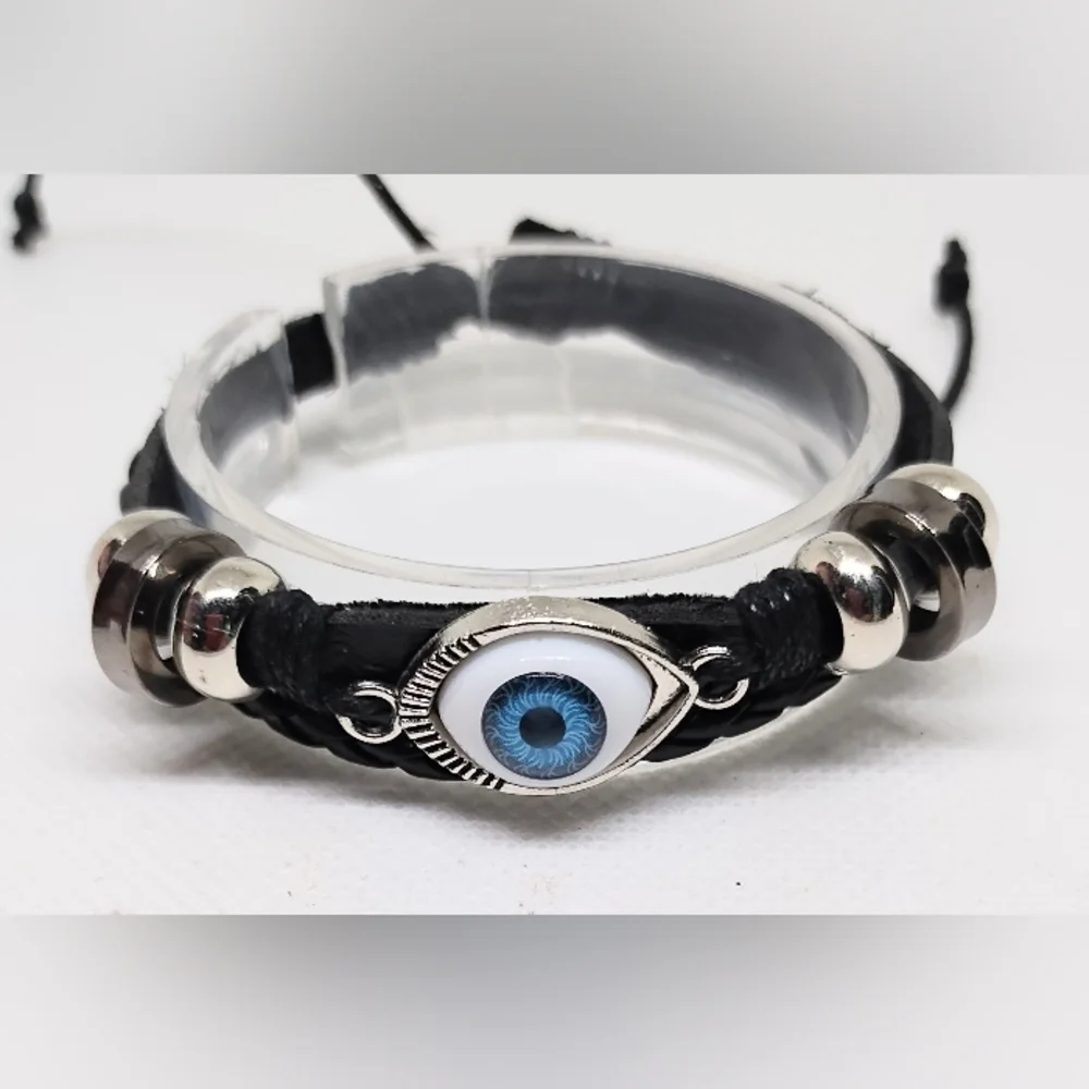 Men's Bracelet Leather Braided Layered Evil Eye New‎ f42